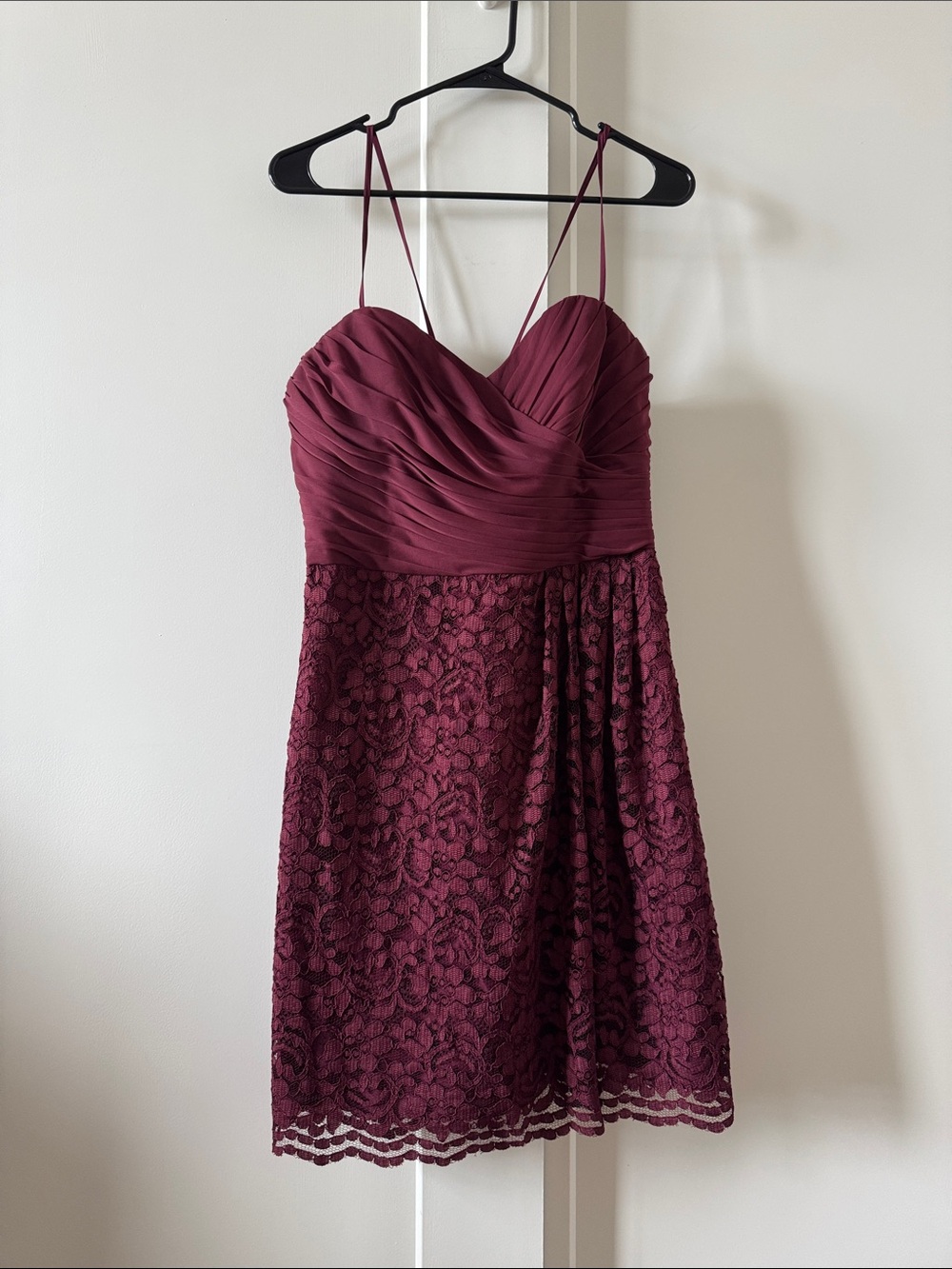 David’s Bridal Lace Bridesmaid Dress in Wine